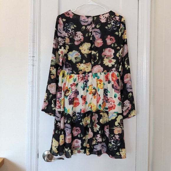 Asos Style London Patchwork Colorblock Floral Long Sleeve Dress - New, NWT - Picture 16 of 16